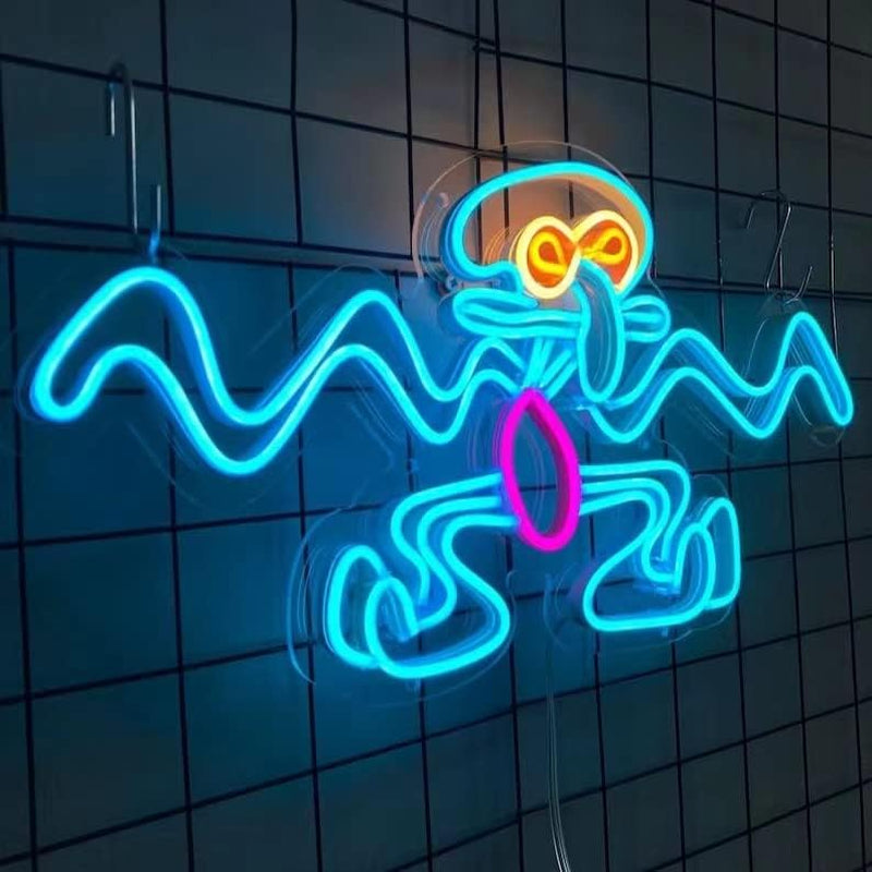 Neon Signs Cartoon Neon Sign Japanese Anime Neon Sign Octopus Neon Sign Light Games Room Sign Wall Decor Game Room Neon Sign for Christmas Bedroom Decor Size:59.5 * 31.7Cm