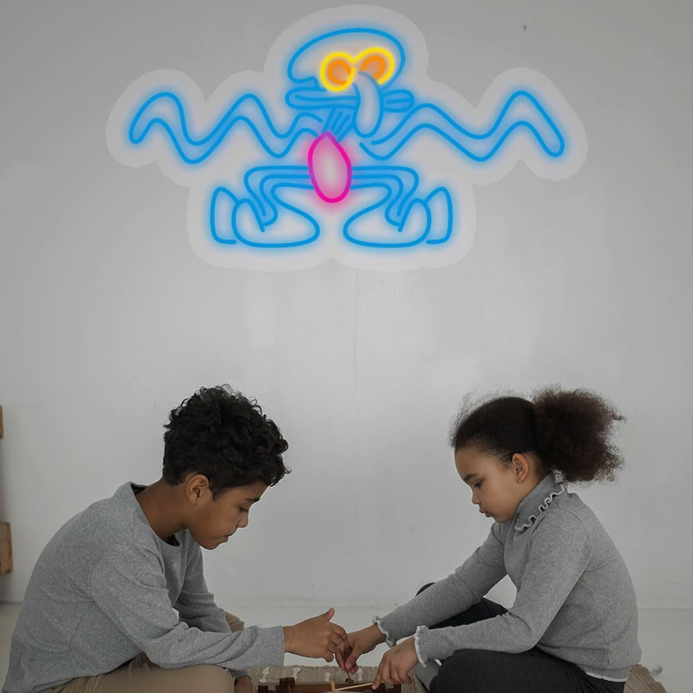 Neon Signs Cartoon Neon Sign Japanese Anime Neon Sign Octopus Neon Sign Light Games Room Sign Wall Decor Game Room Neon Sign for Christmas Bedroom Decor Size:59.5 * 31.7Cm