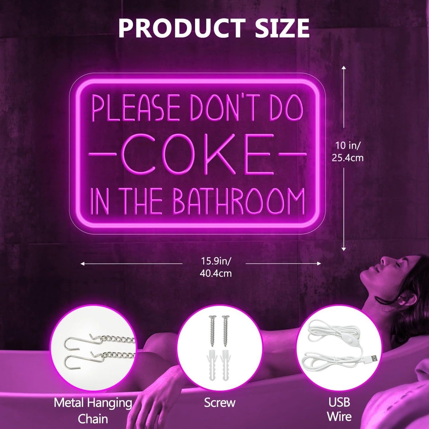 Please Don'T Do Coke in the Bathroom Neon Sign for Wall Decor,Usb Powered LED Neon Light with Adjustable Brightness,Light up Sign for Party Decor,Bathroom,Christmas Gifts