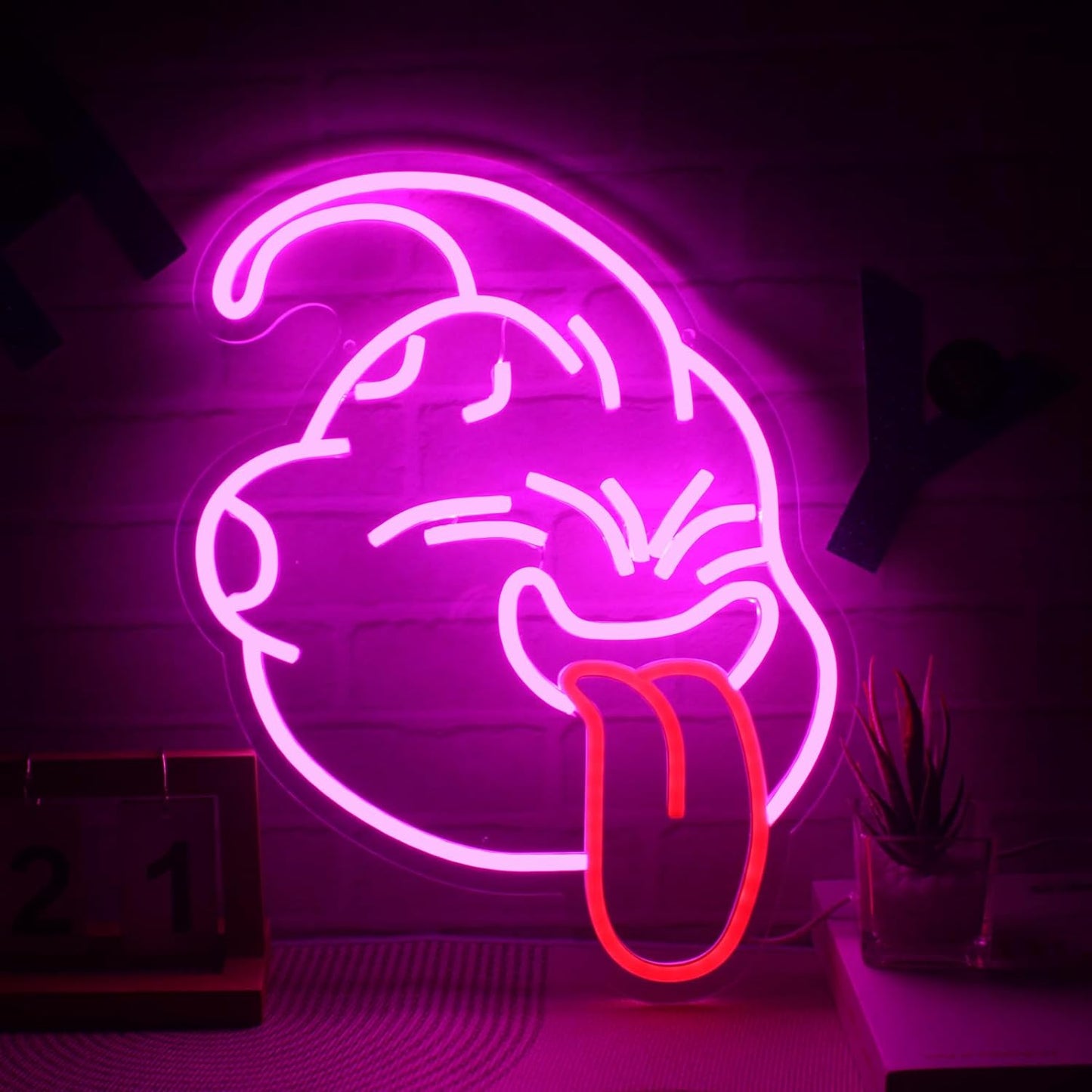 Majin Buu Neon Sign for Room Decor Neon Anime Sign Majin Buu Neon Light LED Sign Dragon Ball Merchandise for Gaming Room Birthday Gift USB Powered 16"*12.6"