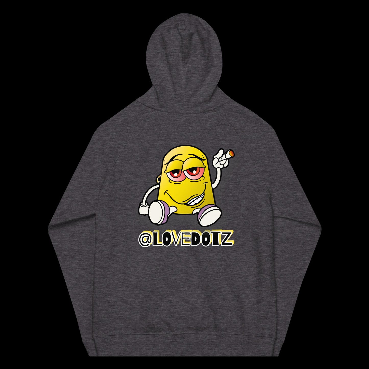 Yellow DOTZ (EMBR) Unisex eco raglan hoodie