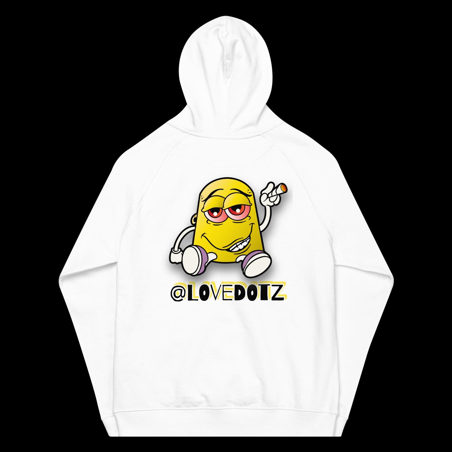 Yellow DOTZ (EMBR) Unisex eco raglan hoodie