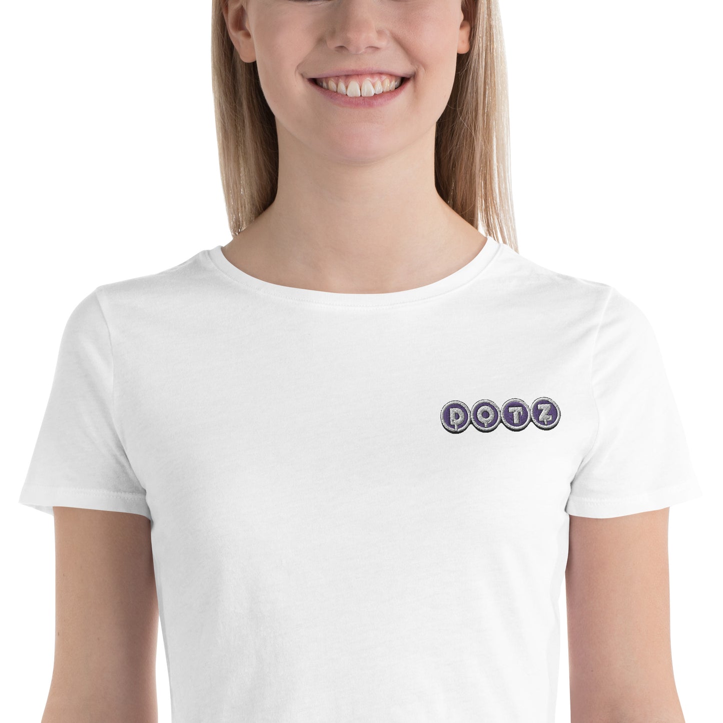 Purple DOTZ (EMB) Women’s Crop Tee