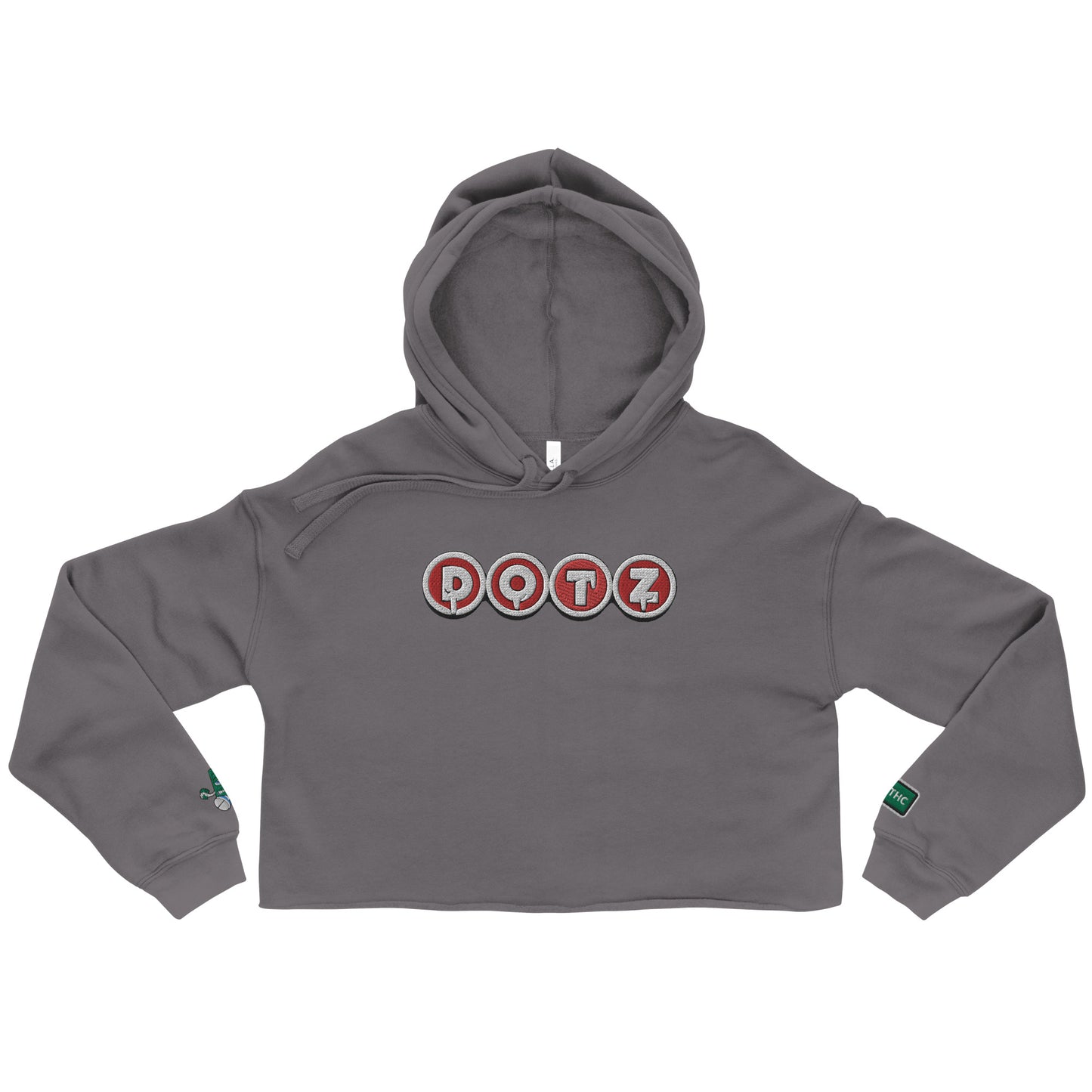 Green DOTZ (EMBR) Crop Hoodie